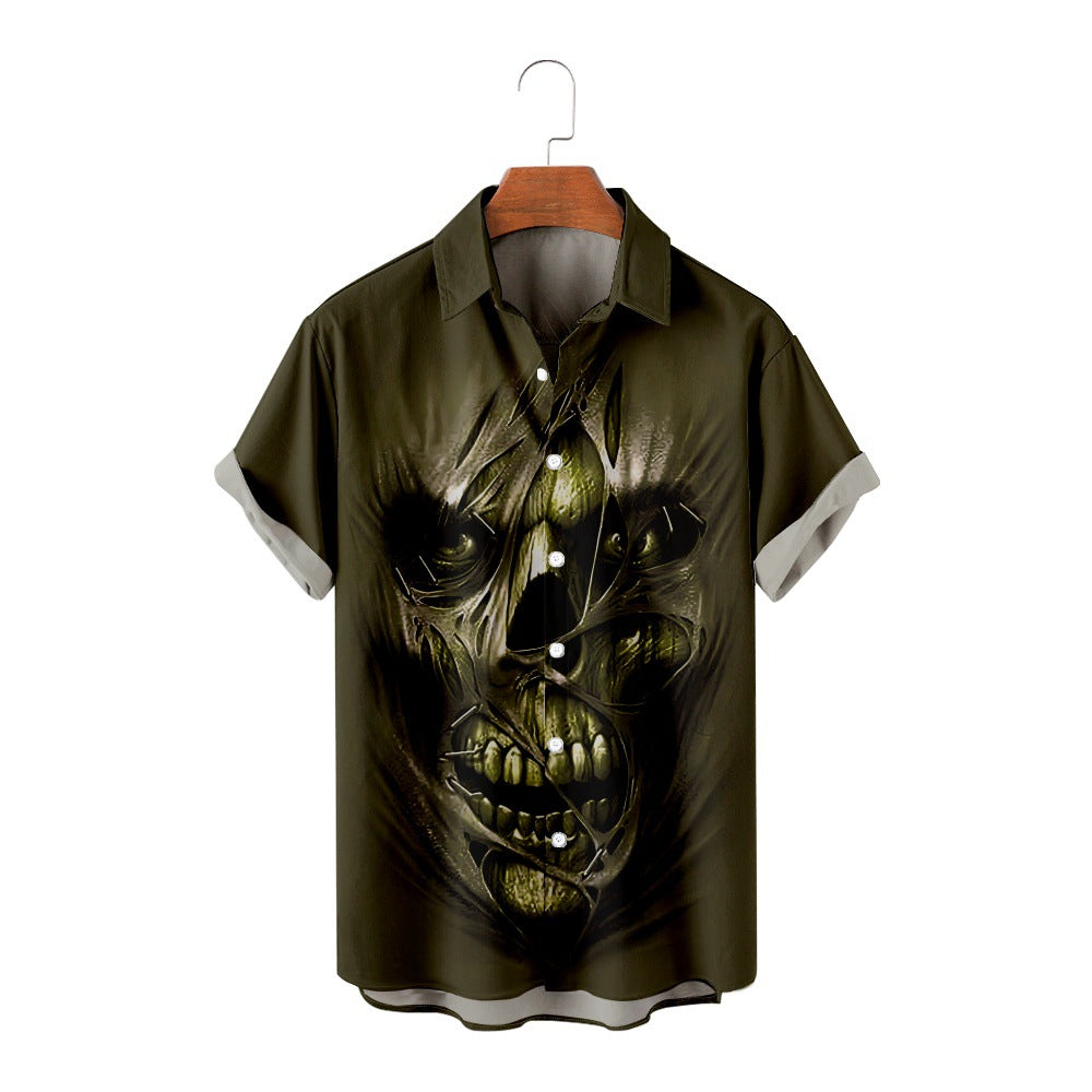Skull Peripheral Digital Printing Casual Short-sleeved Blouse