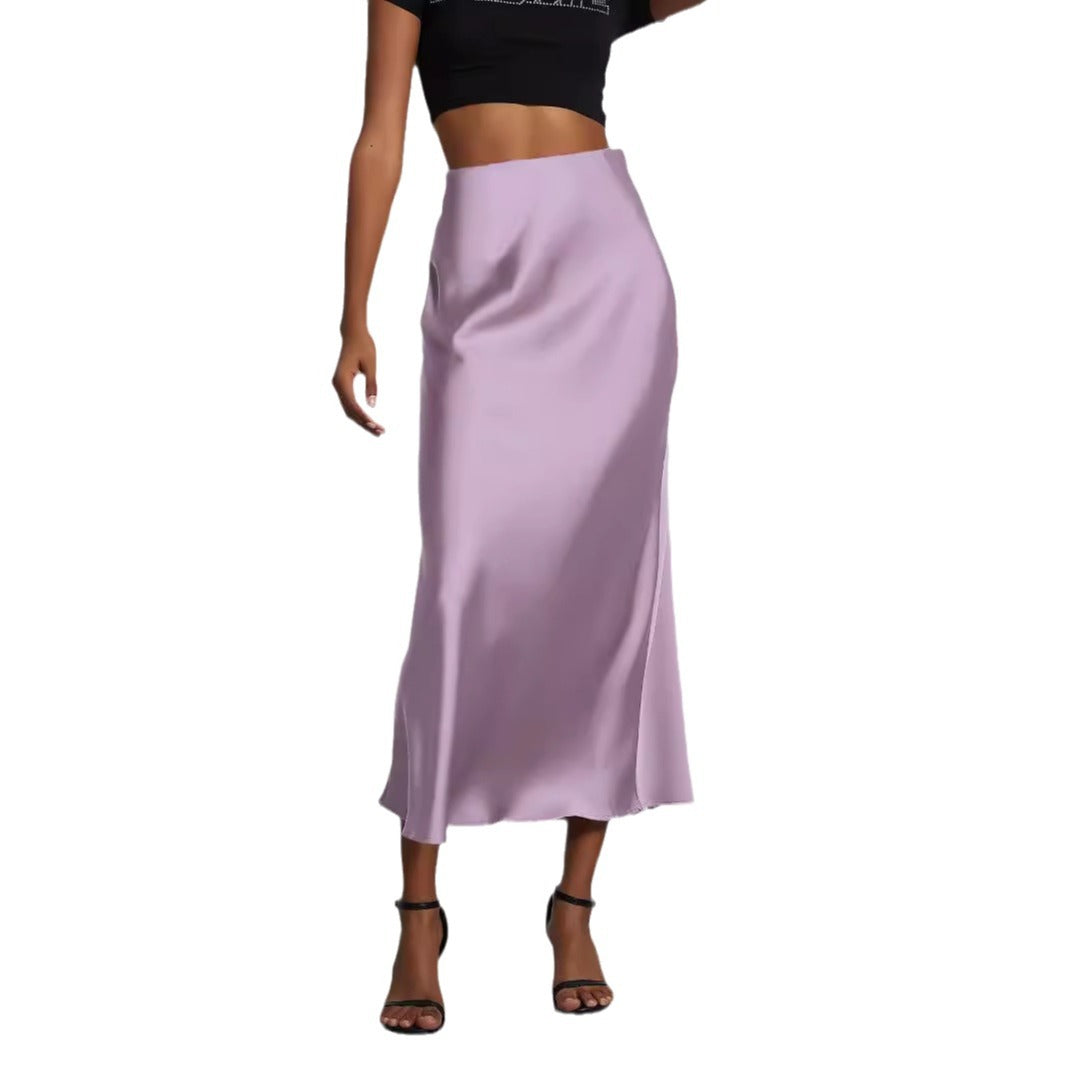 Classic Durable Slouchy Women's Elegant Satin Skirt