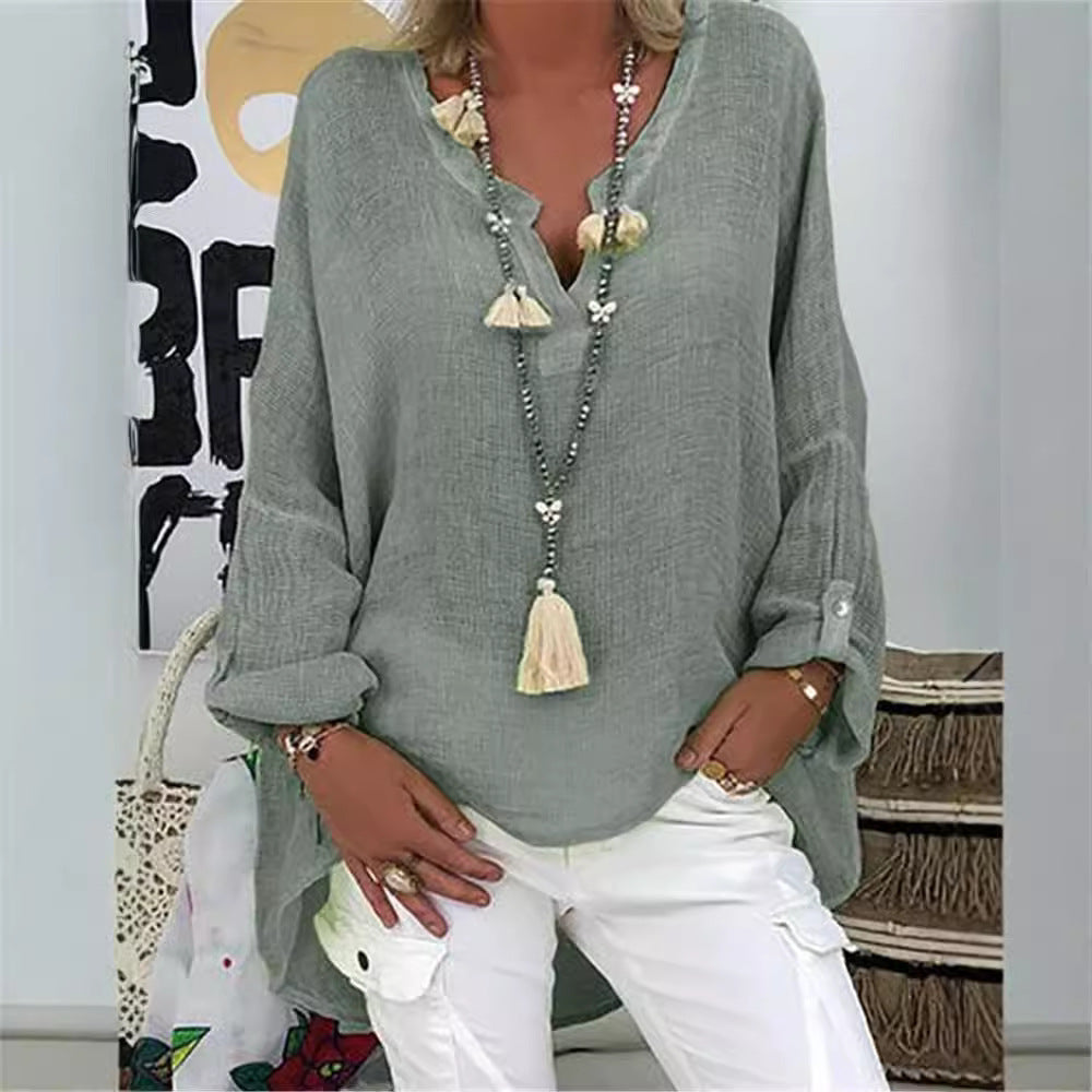 Trendy Creative Attractive Solid Color Long-sleeved Blouse