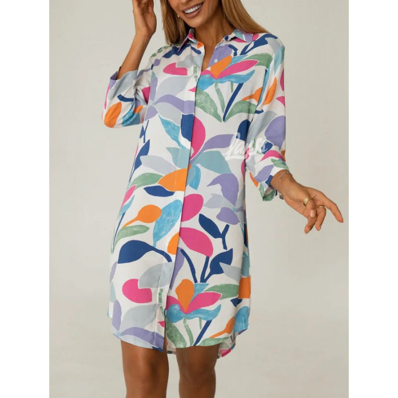 Versatile Fashionable Elegant Printing Lapel Single-breasted Cardigans