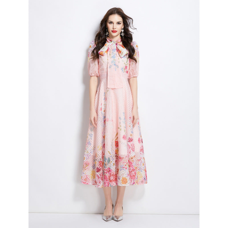 Elegant Fashion Temperament Vacation Oil Painting Dress