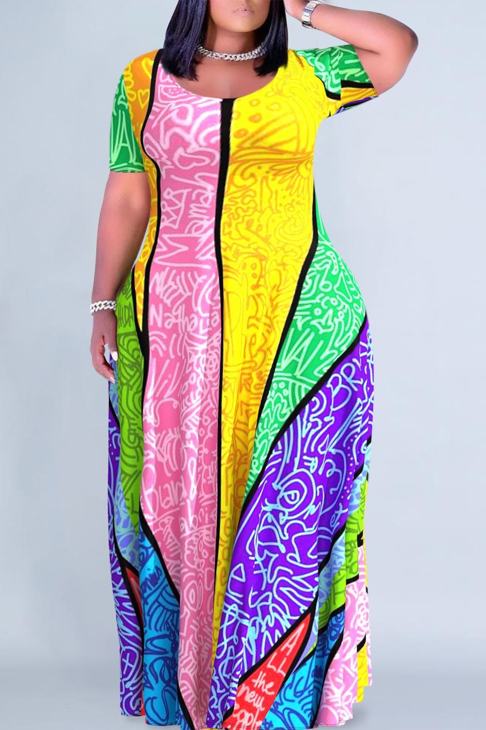 Women's Floral Print Round Neck Exotic Vacation Style Dress