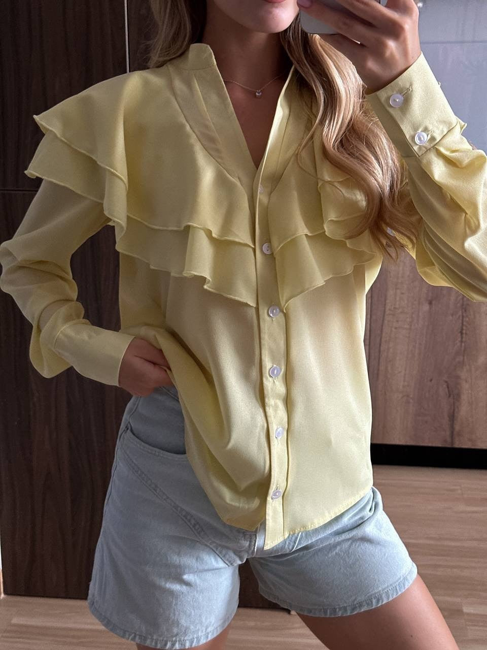 Women's Lotus Leaf Chiffon Shirt Elegant Classic Tops