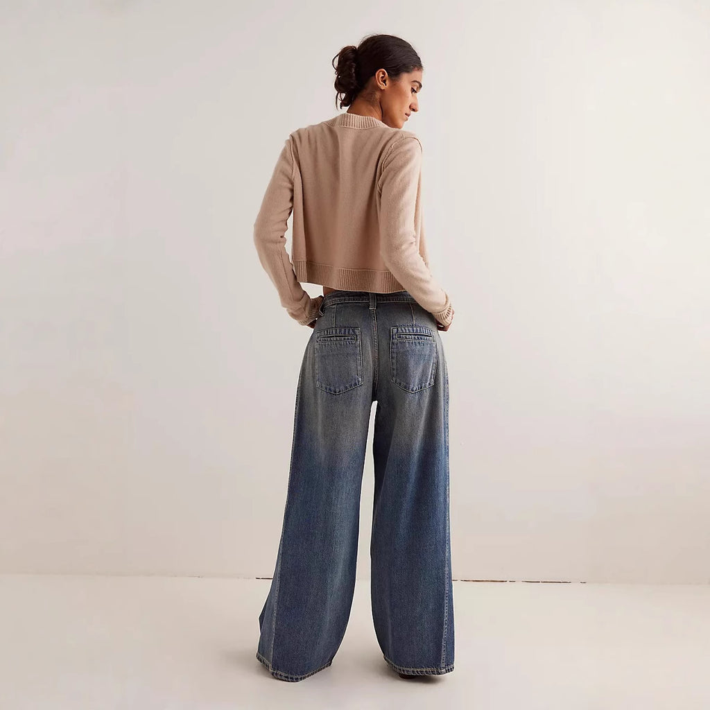 Women's American Wide Leg Tide Washed Worn Women's Jeans