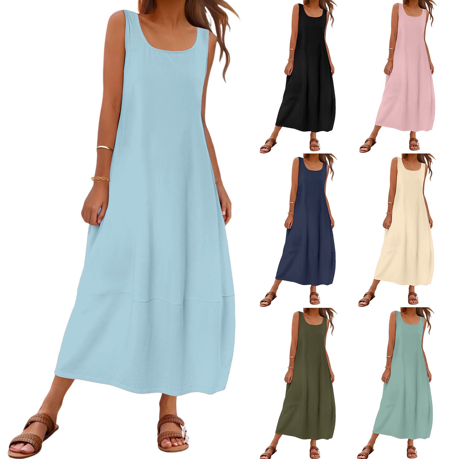 Women's Solid Color Pocket Sleeveless Casual Holiday Women's T-shirt