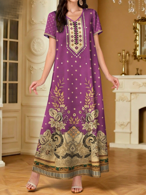 Women's Summer Fashion Casual Sleeve Printed Pocket Clothing