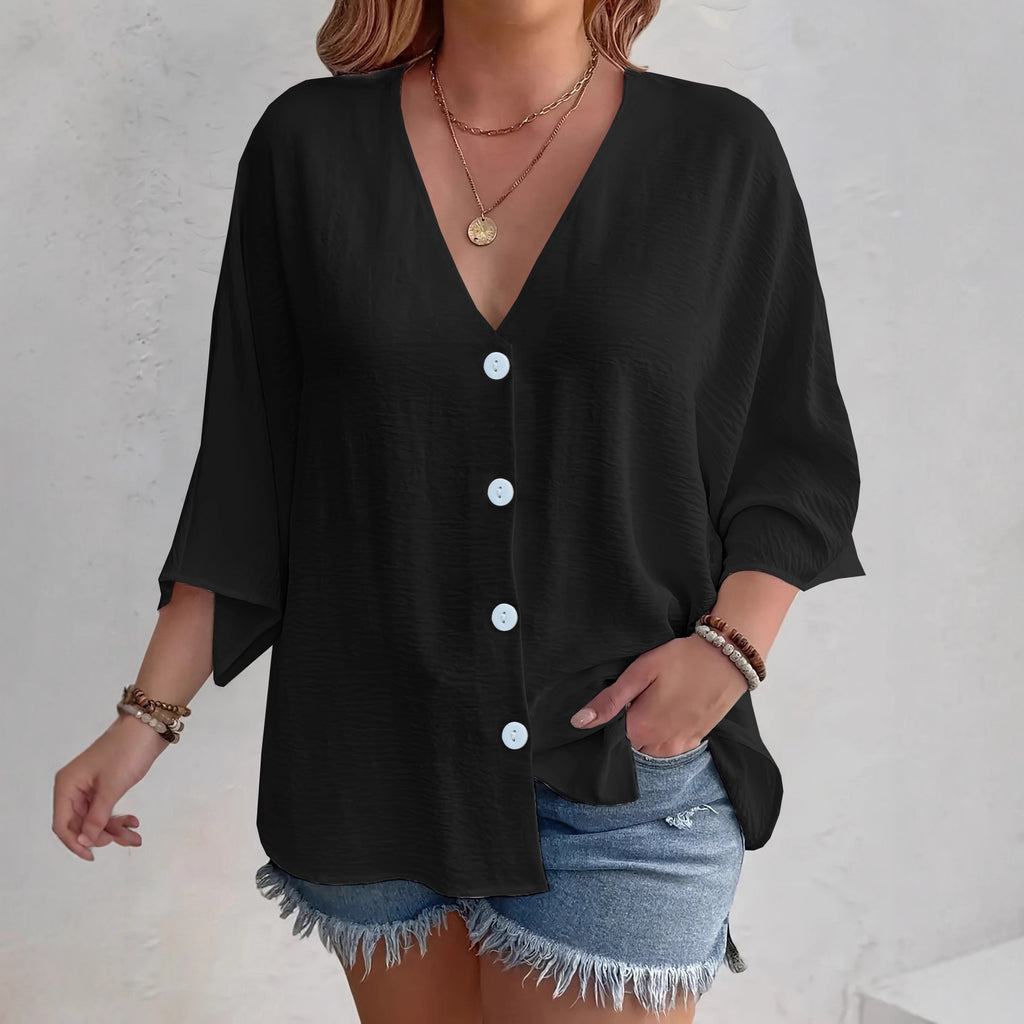 Women's Buttons Ice Silk Wrinkle Solid Color Clothing