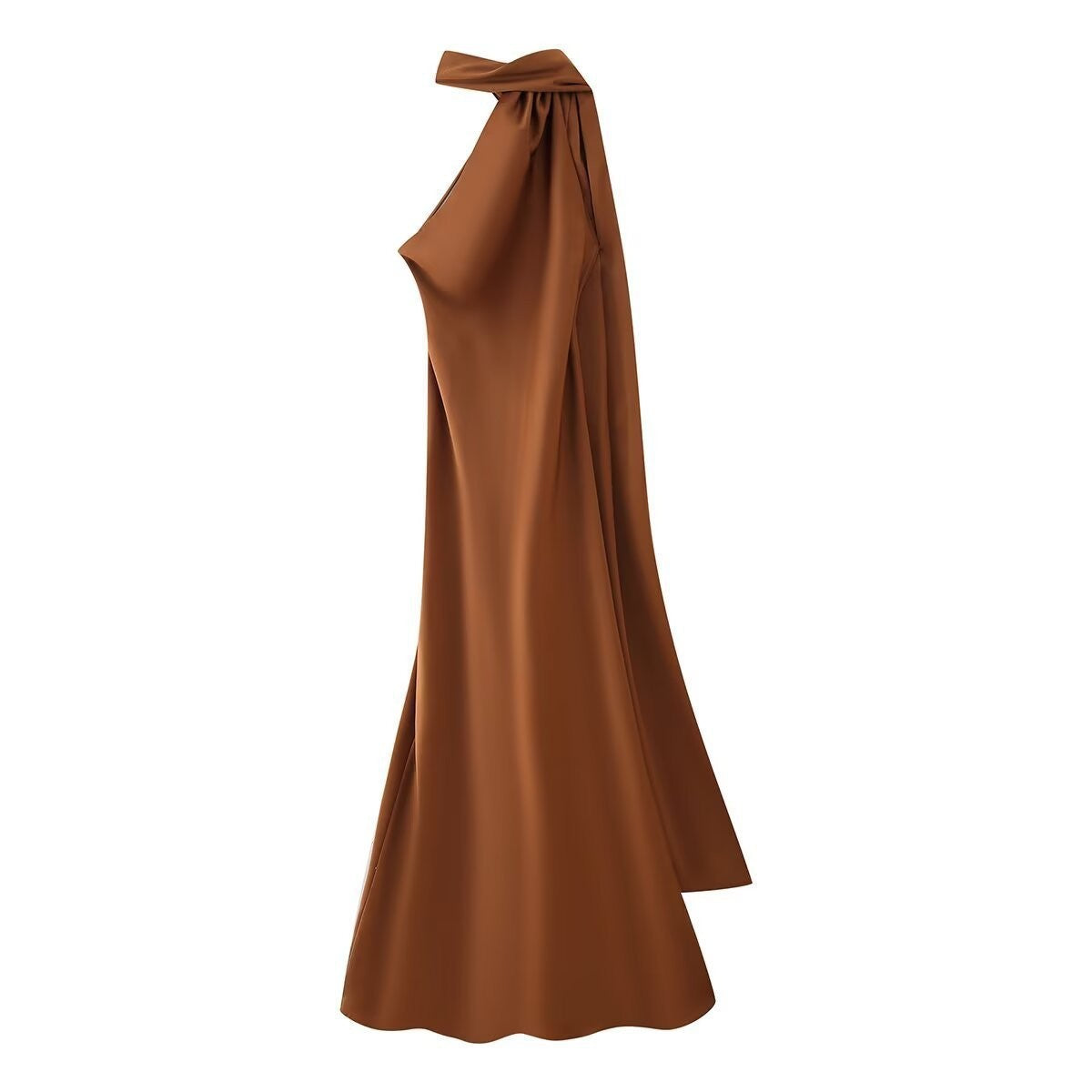 Women's Summer Silk Satin Texture Ribbon Halter Dress