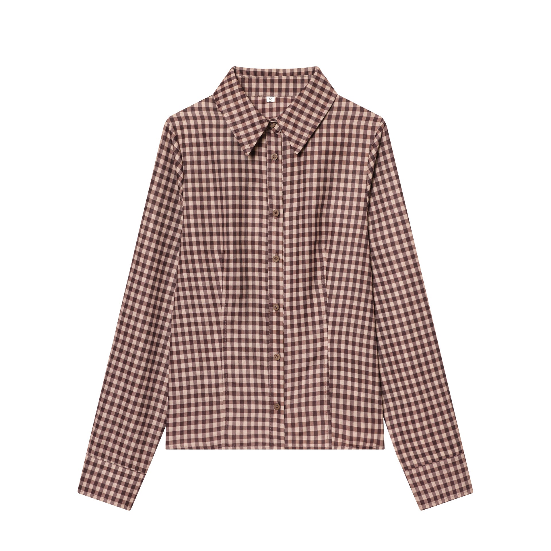 Women's Versatile Plaid Lapel Single Breasted Long Sleeve Slim Blouse
