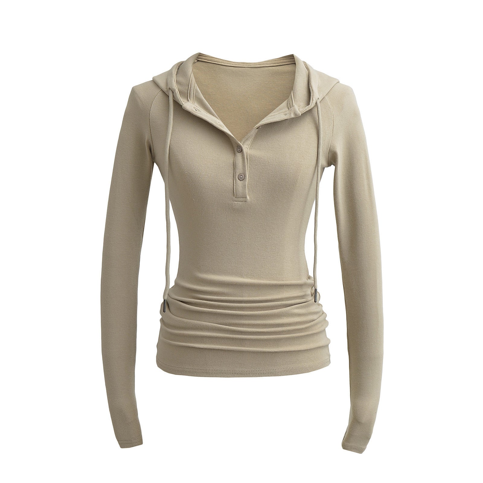 Women's Hoodie With Drawstrings Bottoming Long Waist Pleated High Women's T-shirt