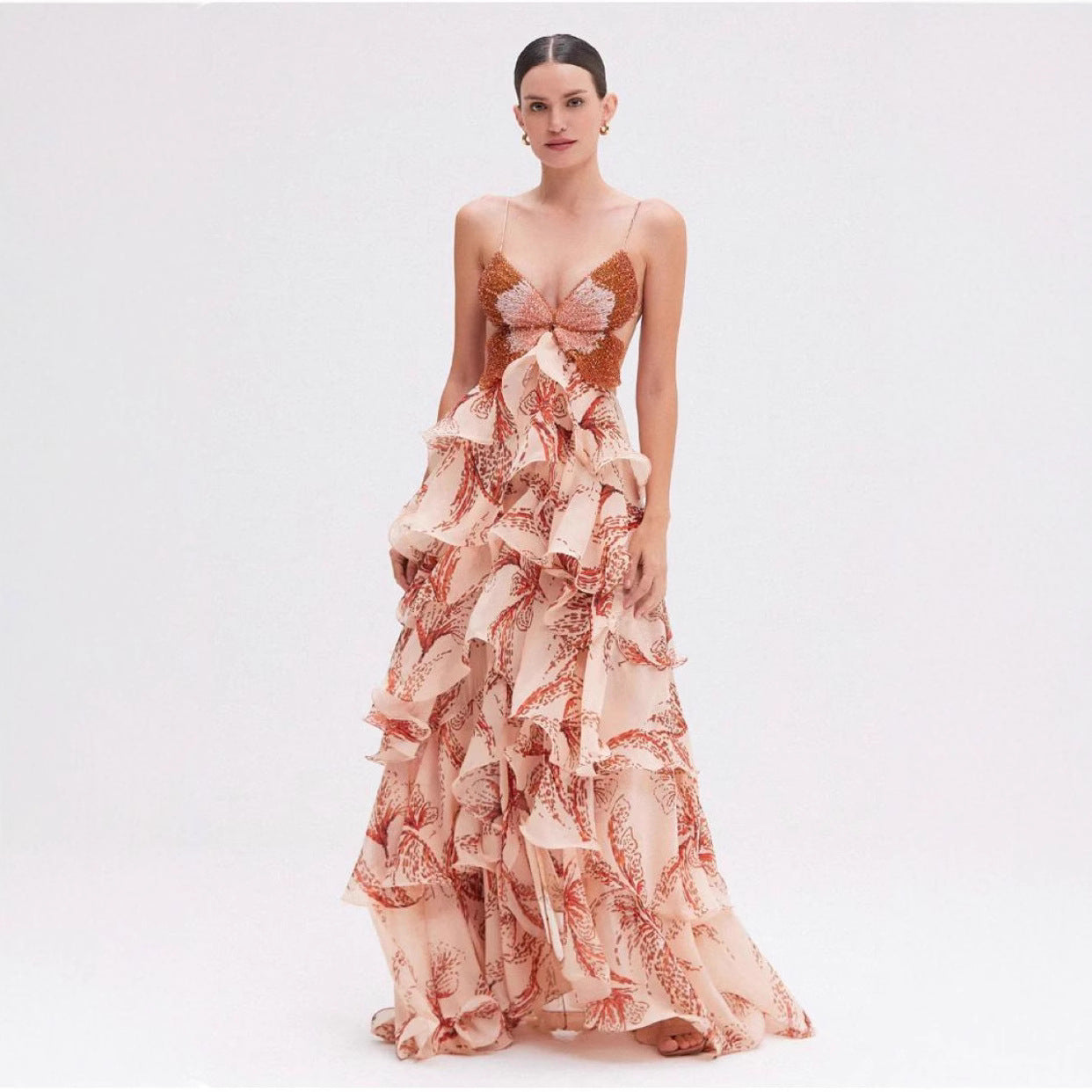 Women's Summer Fashion Ruffled Butterfly Long Dress