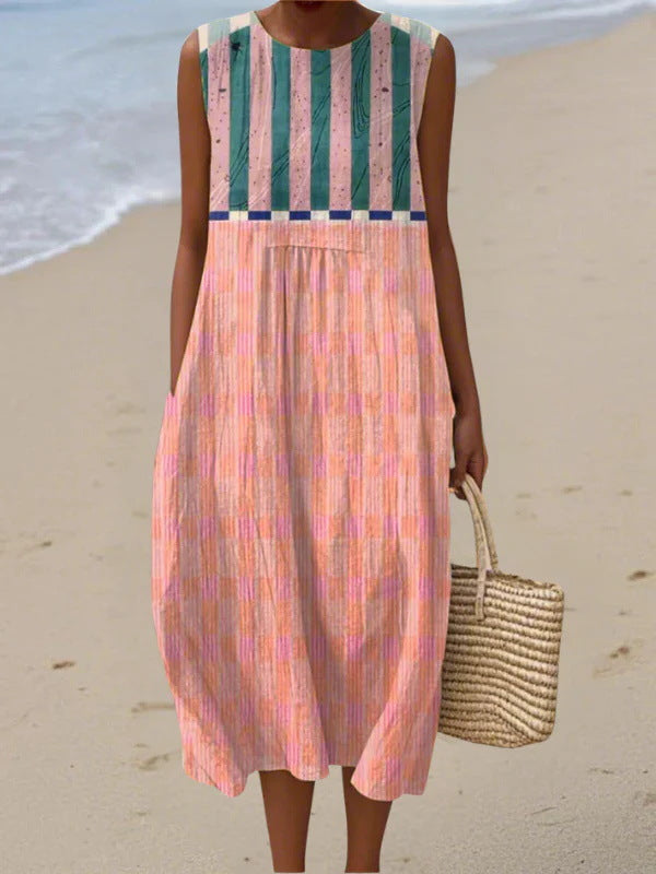 Sleeveless Pleated Large Version Loose-fitting Casual Dress