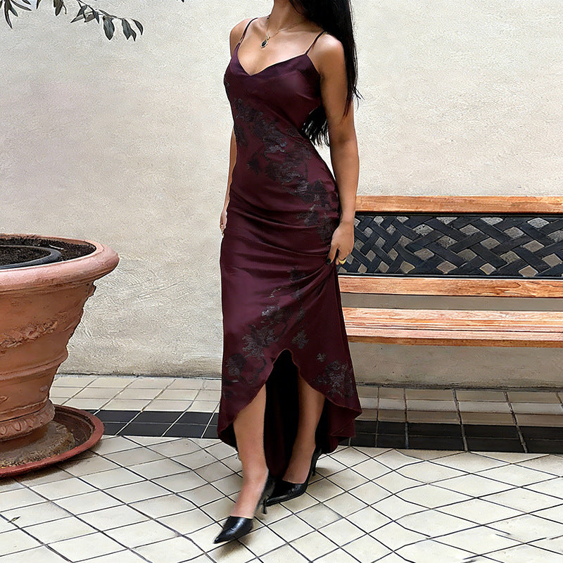 Summer Heart-shaped Bright Elastic Rhinestone Slim Dress
