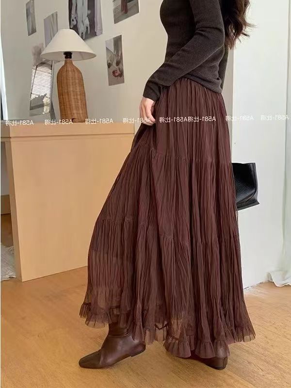 Women's Line Midi Dress With Pleated Stitching Skirts