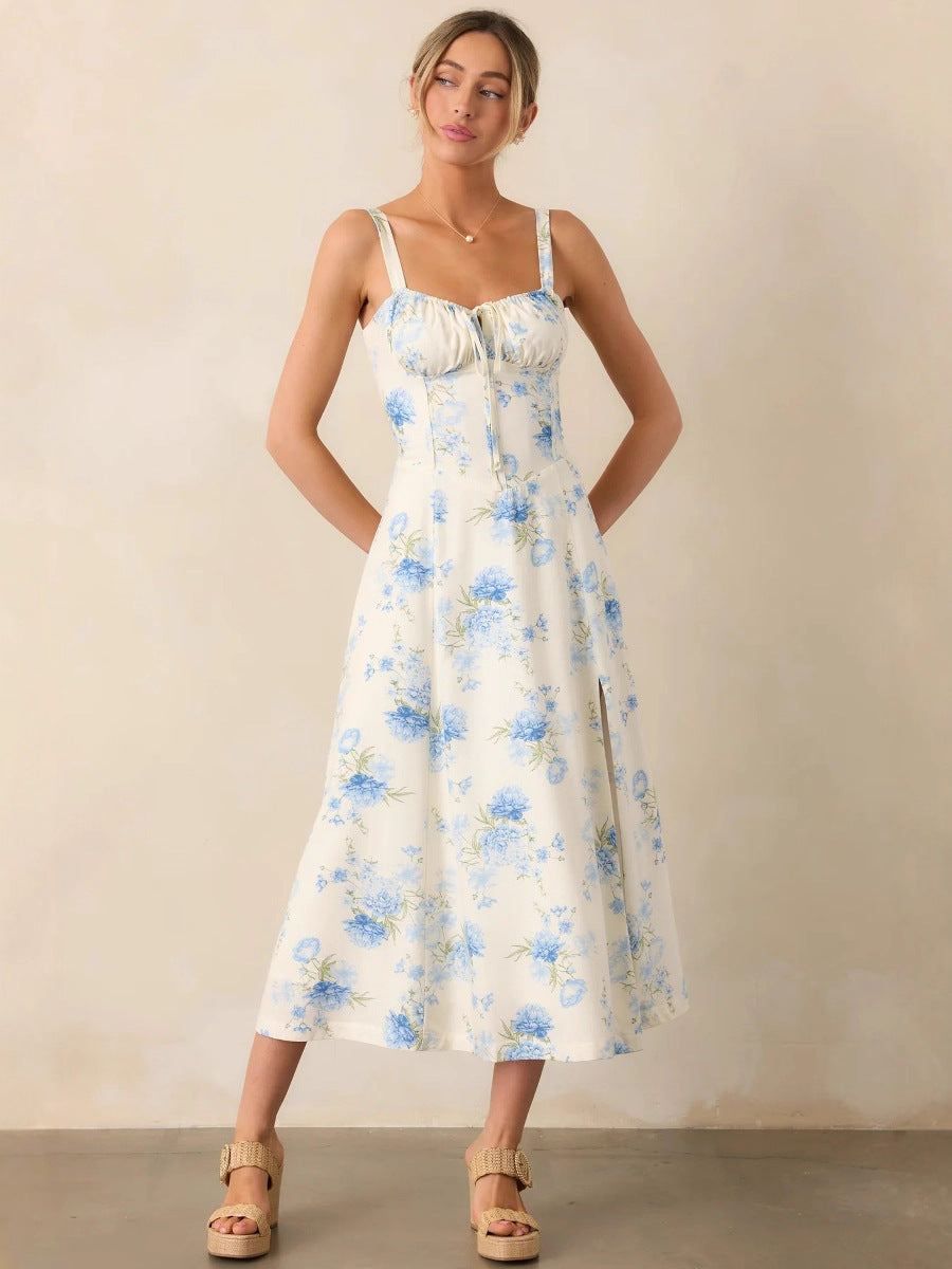 Women's Fashion Sexy Backless Lace Up Split Dress