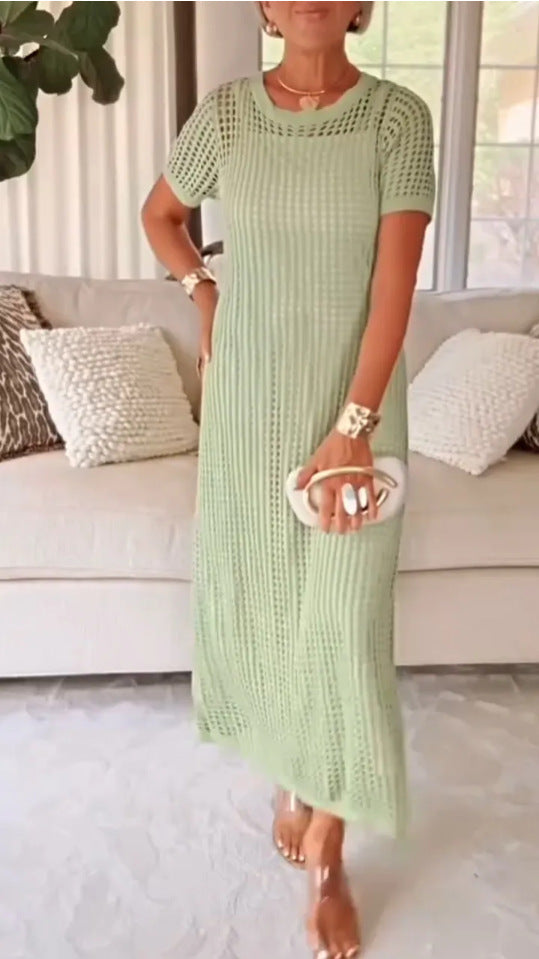 Women's Round Neck Hollow Air Two-piece Set Dress