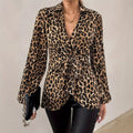 Long Sleeve Spring Leopard Print Tied Tops