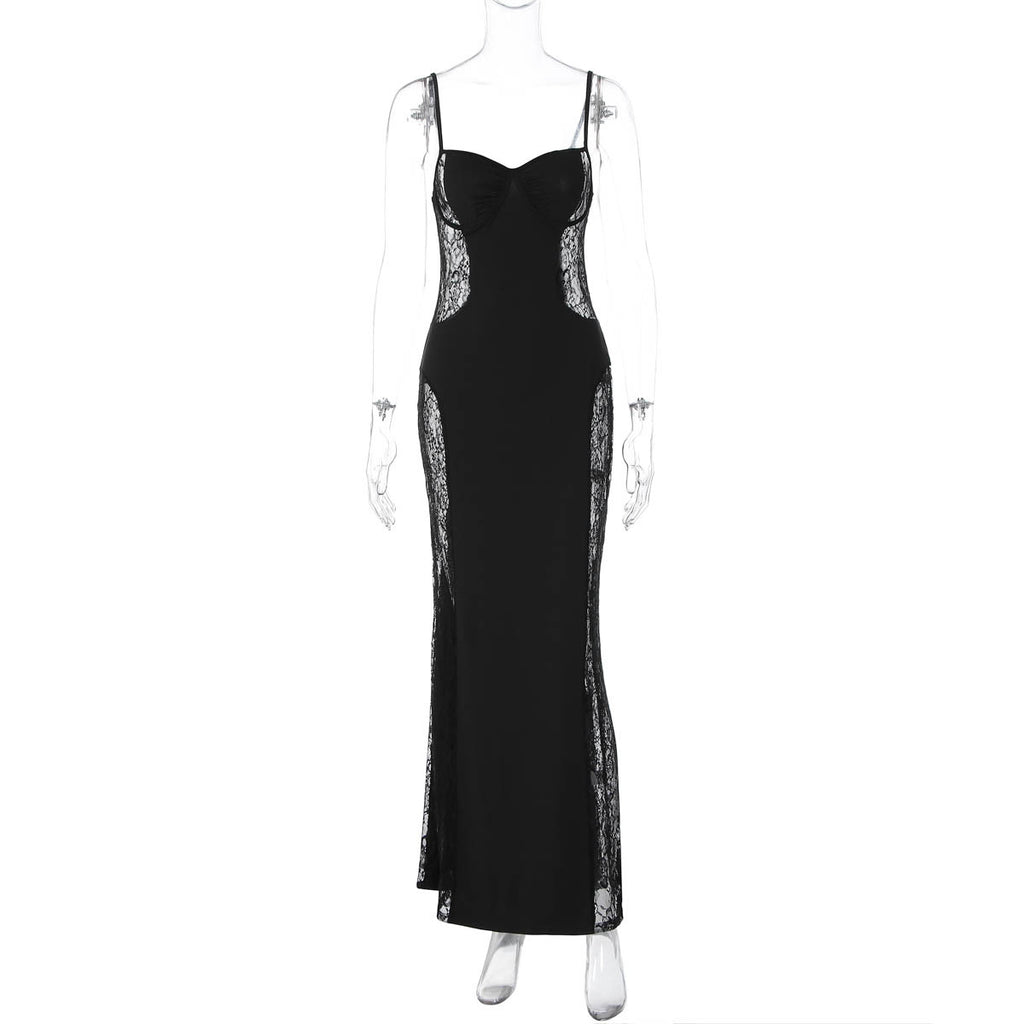 Women's French Lace Cinched Slim Sexy Hip Dress