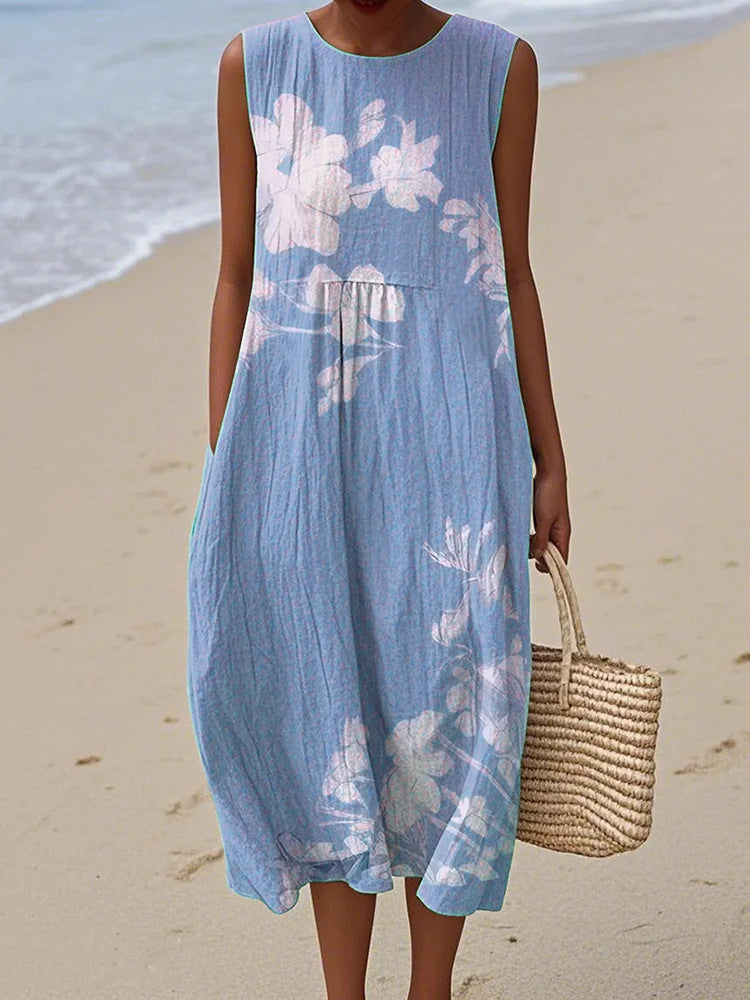 Women's Floral Element Shading Digital Printing Loose Casual Dress