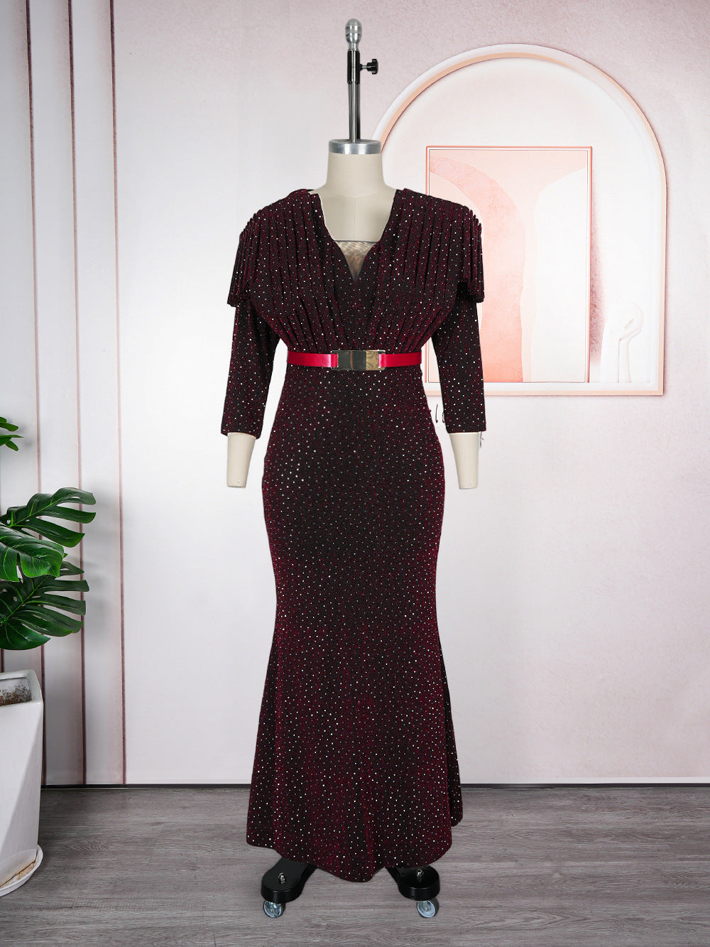 Women's African Wear Elegant Banquet Party Sequined Dress