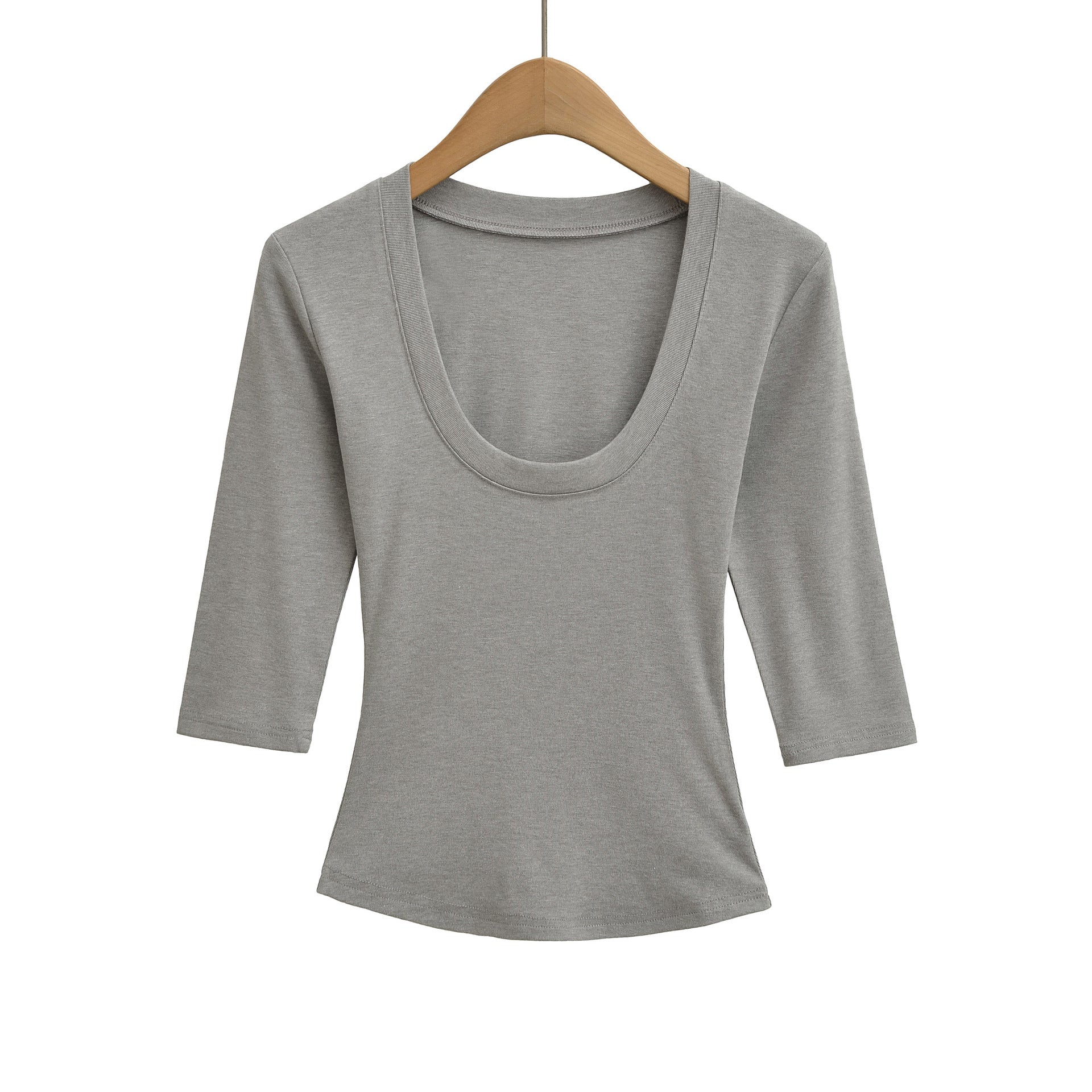 Women's Color Half Sleeves Knitted Inner Match Bottoming Women's T-shirt