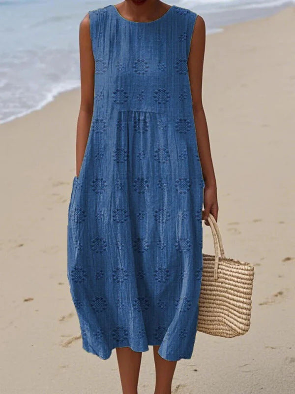 Sleeveless Pleated Large Version Loose-fitting Casual Dress