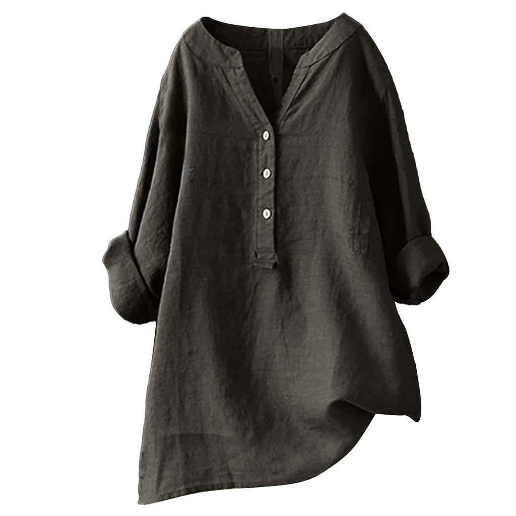 Women's Color Stand Collar Button Long Sleeve Tops