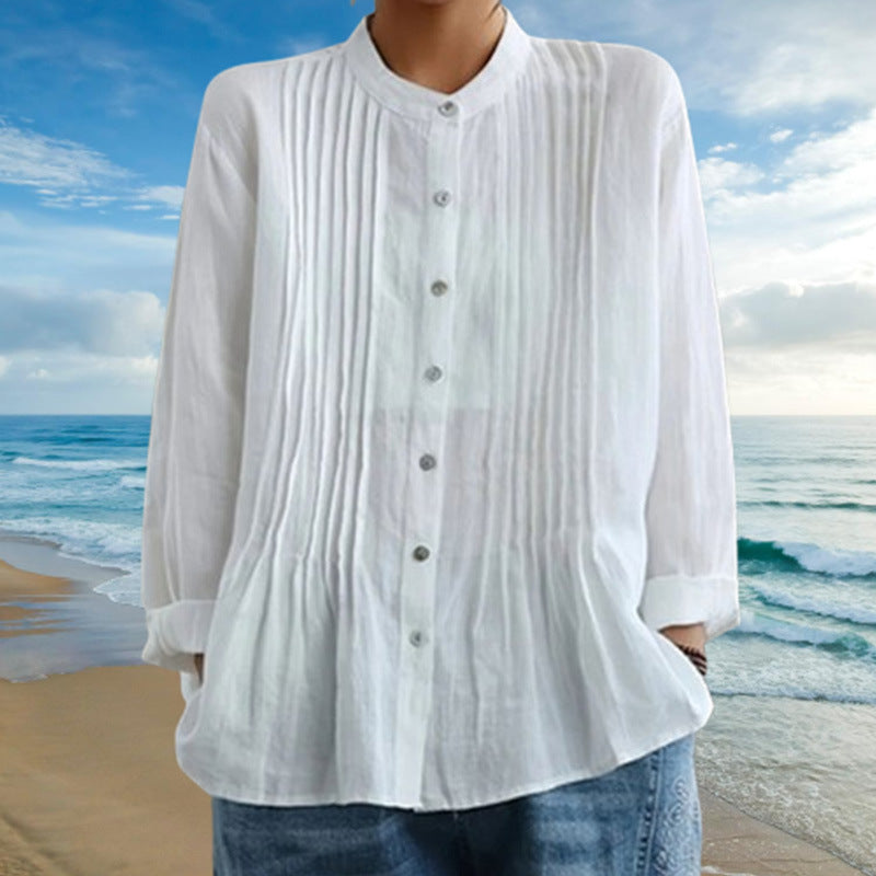 Women's Wild Solid Color Toothpick Strip Stand-up Blouse