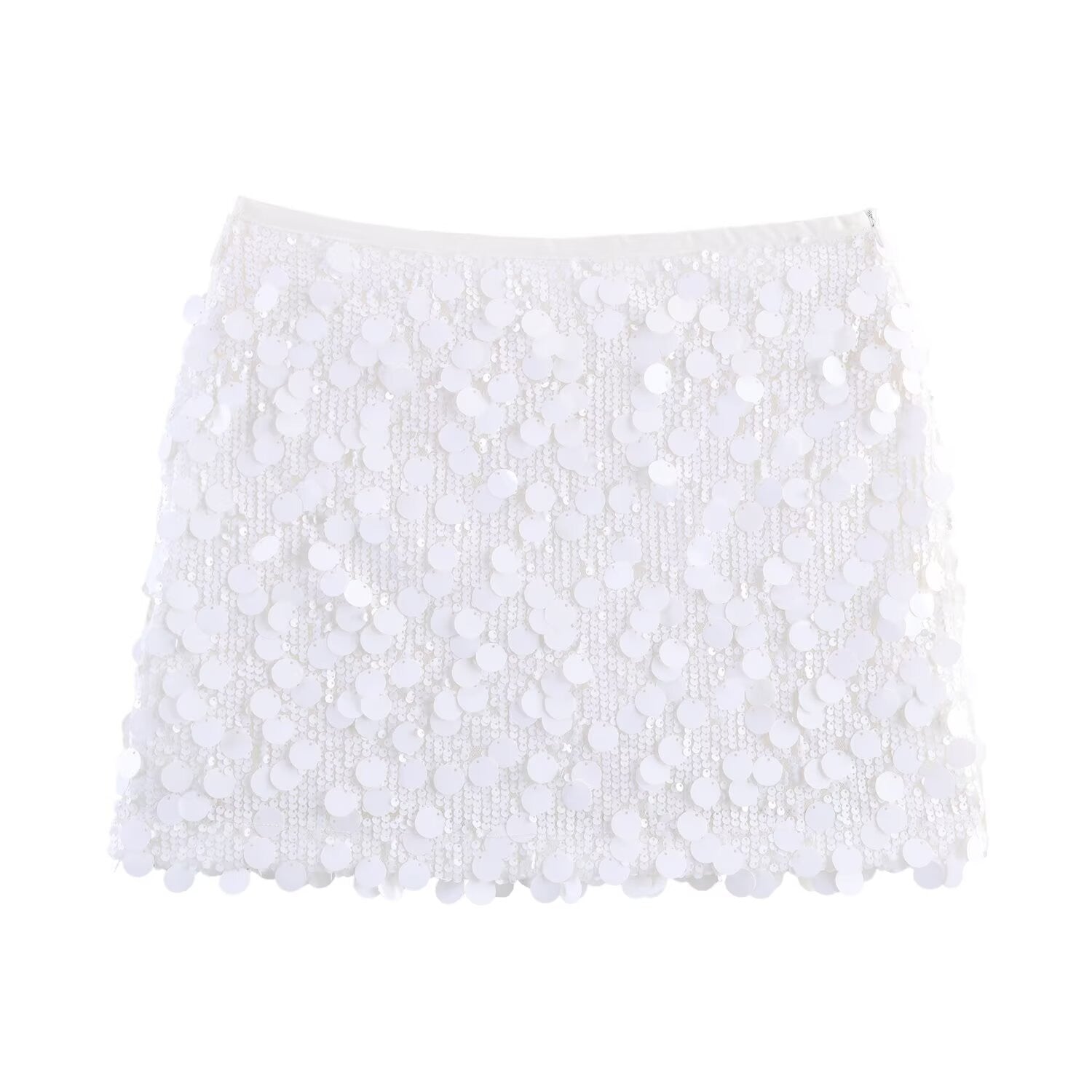 Slouchy Women's High Waist Sequins Mini Skirt