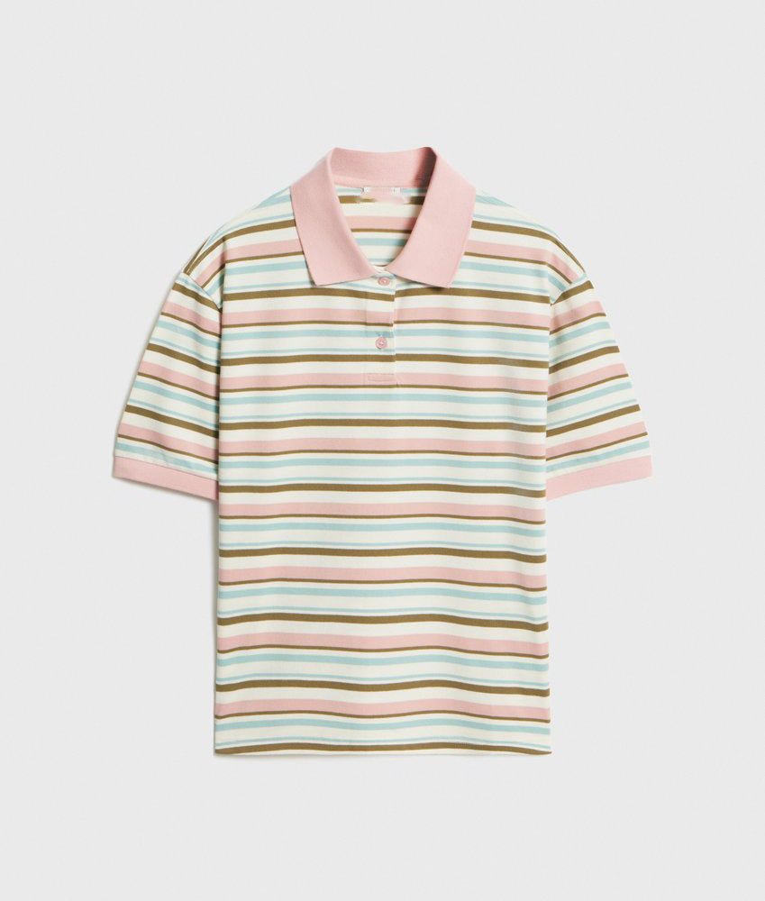 Women's Beauty Retro Contrast Color Striped Shirt Loose Sleeve Women's T-shirt