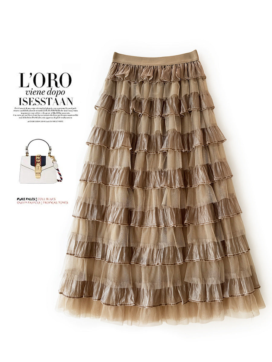 Organza Layers Long Patchwork Cake Dress Skirts