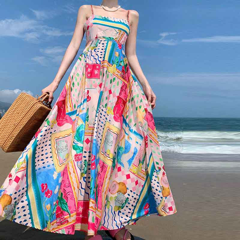 Women's Casual Fashion Iti Printing Large Swing Dress