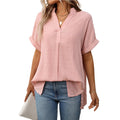 Women's Summer Sleeve Striped Loose Plaid Shirt Shorts