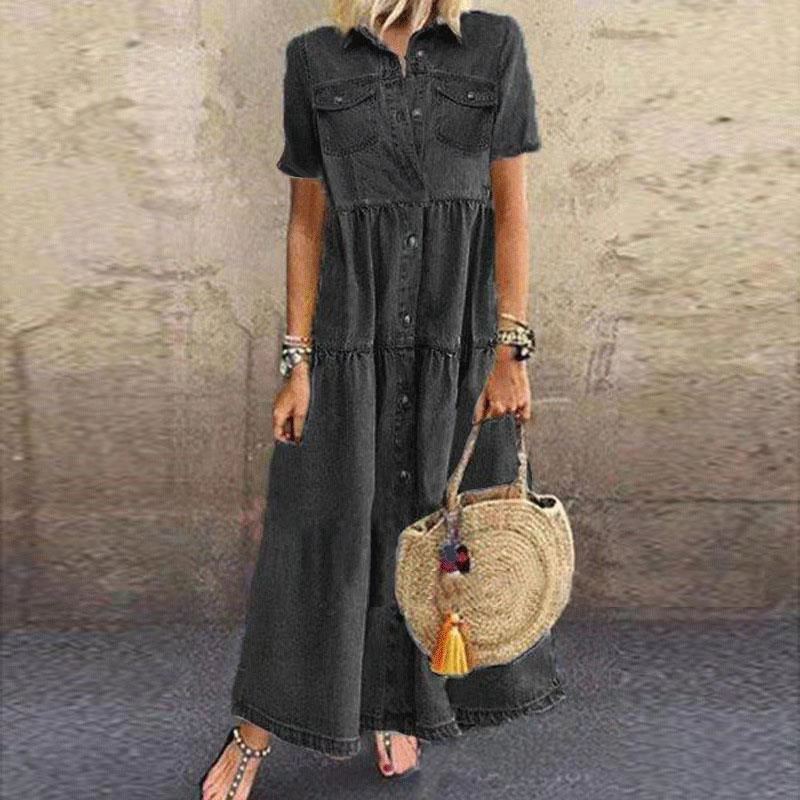 Casual Attractive Denim Style Long Distressed Dress