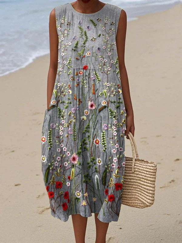 Sleeveless Pleated Large Version Loose-fitting Casual Dress