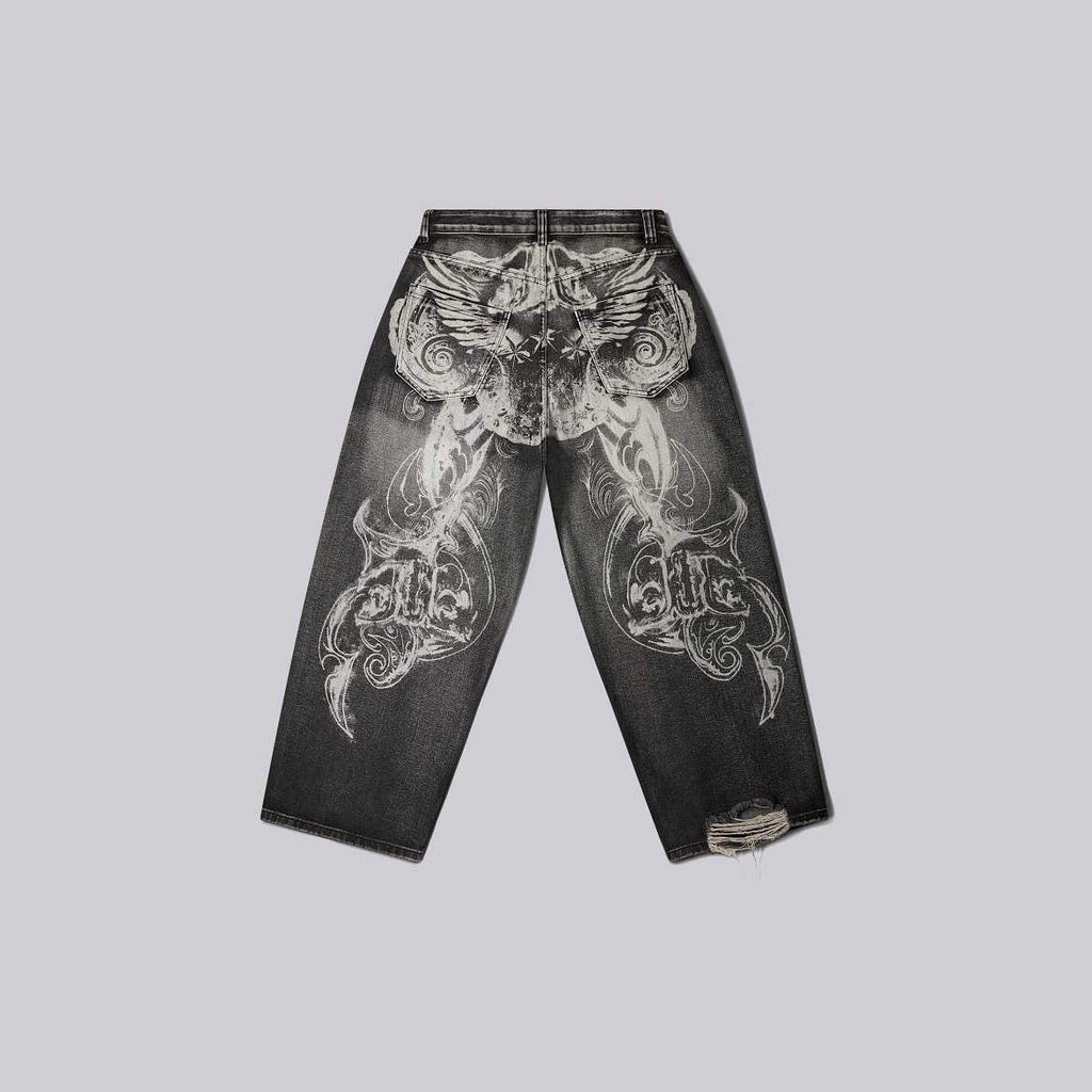Women's & Men's Washed Retro High Street Tide Trousers Women's Jeans