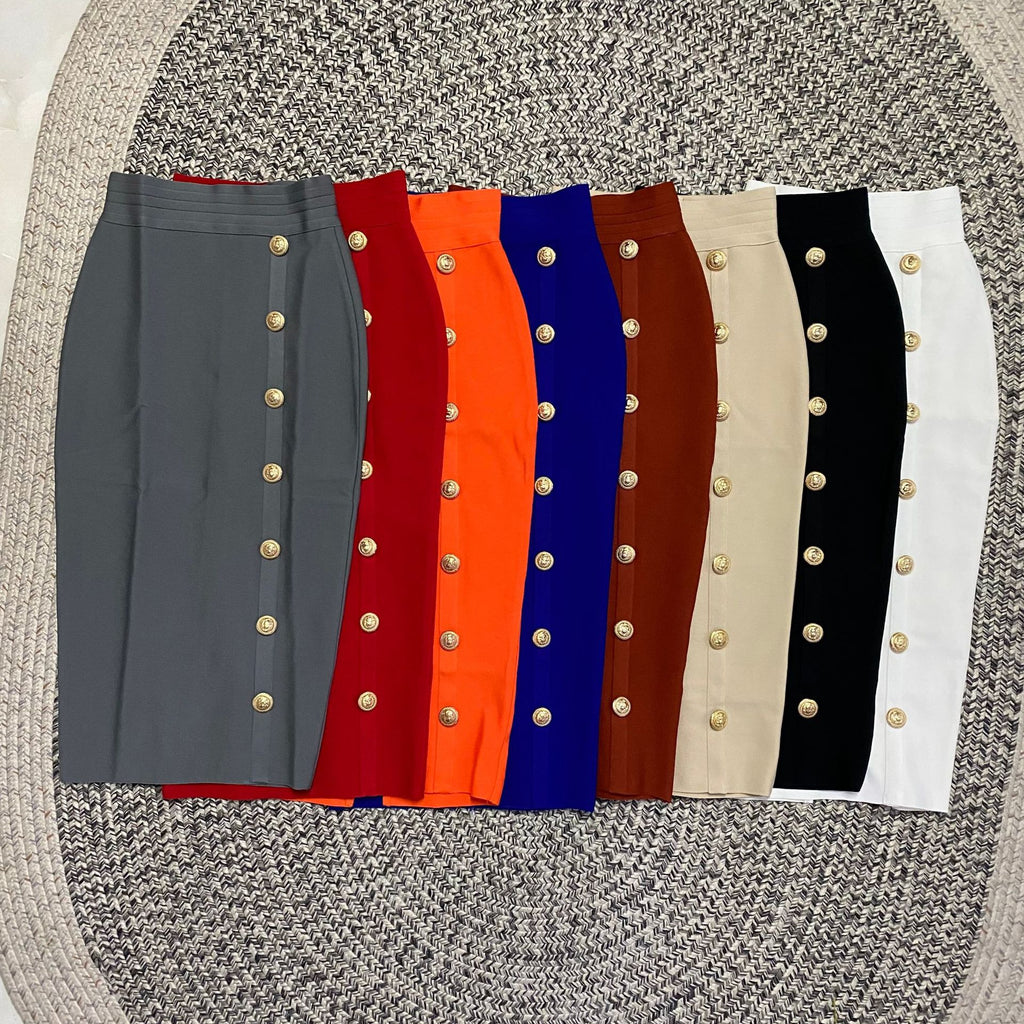 Women's Colors Bandage Sexy Tight Metal Buckle Skirts