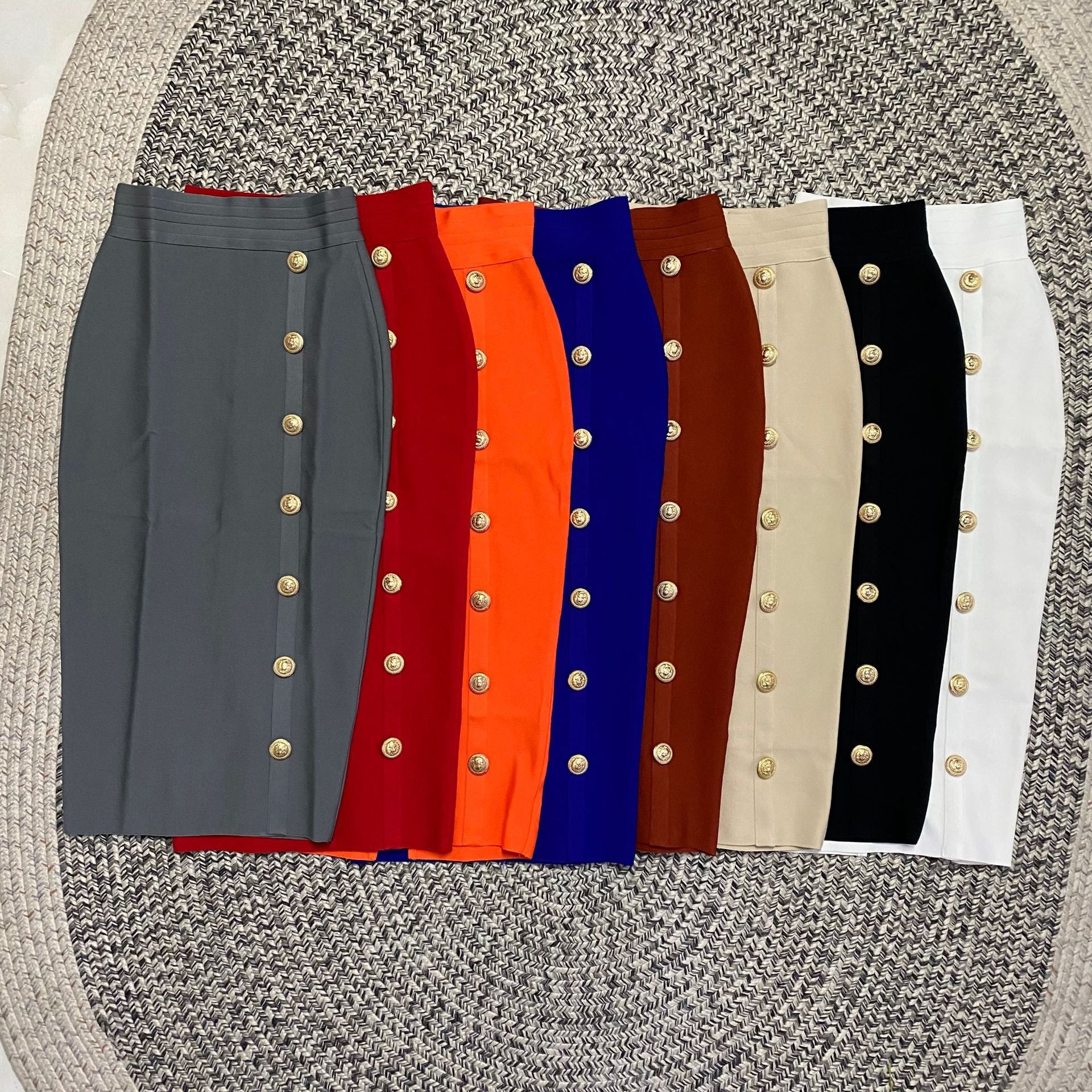 Women's Colors Bandage Sexy Tight Metal Buckle Skirts