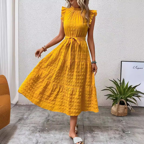 Casual Women's Bohemian Sleeveless Large Swing Dress