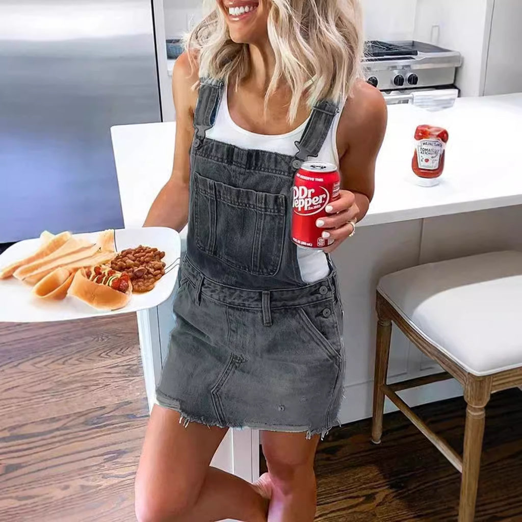 Stylish Women's Denim Suspender Slimming Dress Women's Jeans