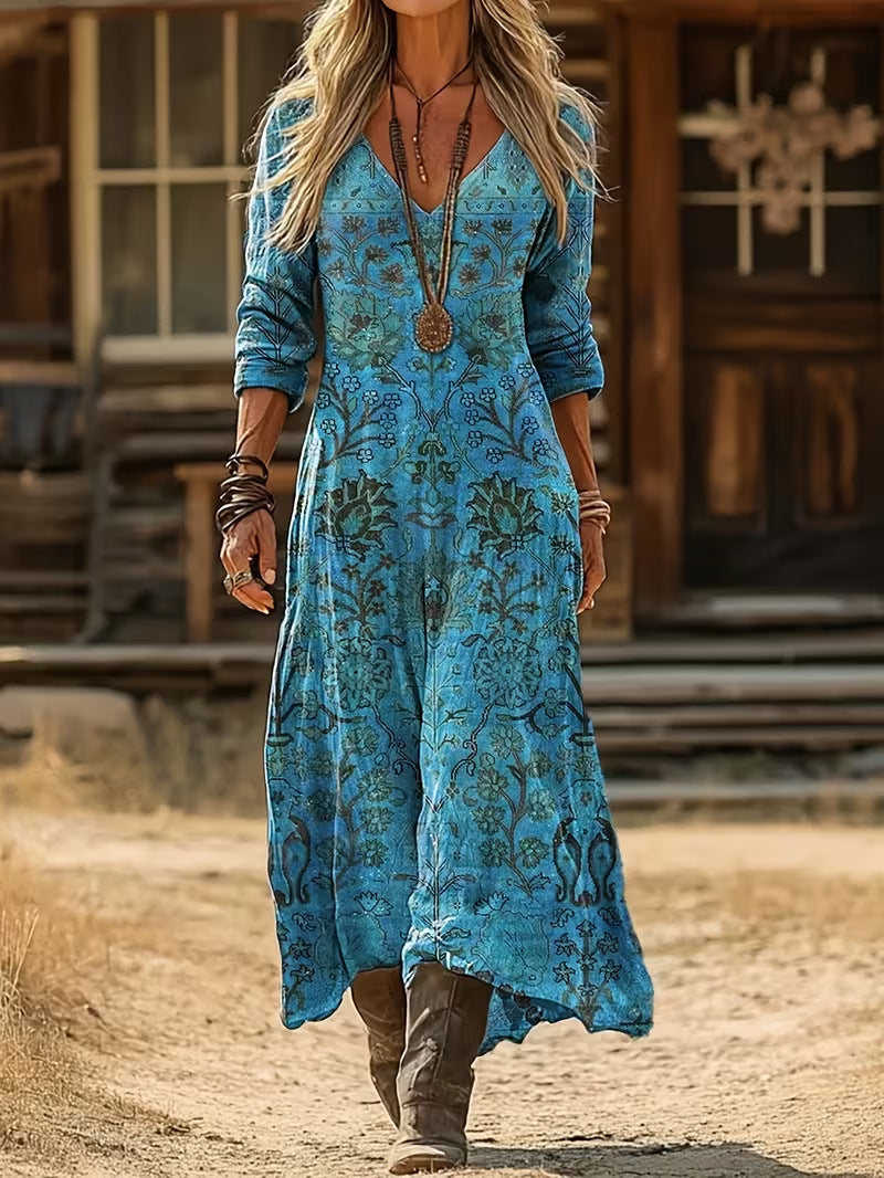 Popular Women's Creative Printed Wear Midi Dress