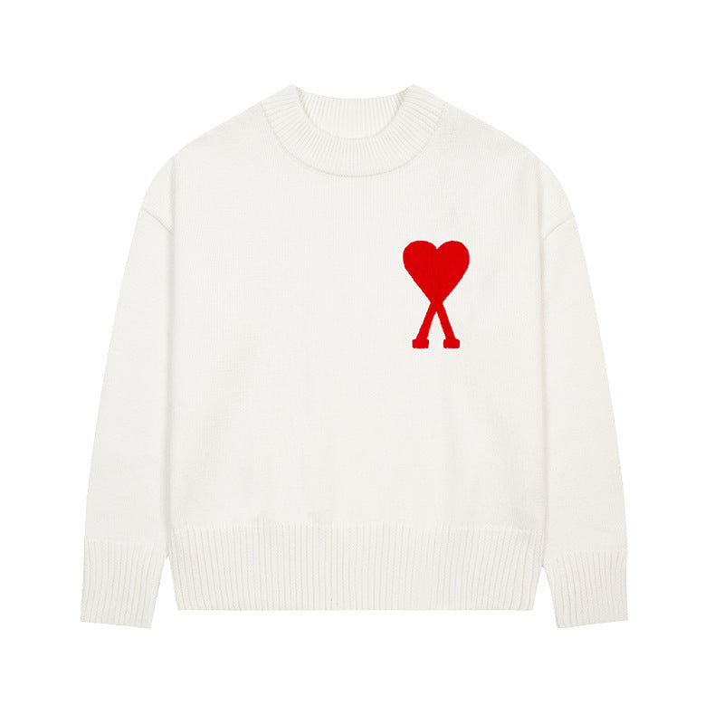 Round Neck Small Love Fashion Female Couple Loose Long Women's Sweater