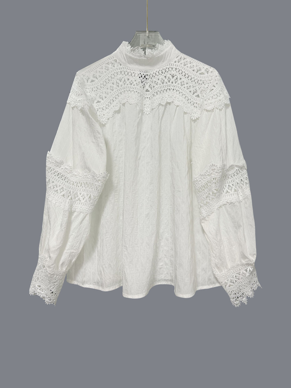 Women's Holiday Crocheted Sexy Cutout Bell Sleeve Lace Blouse