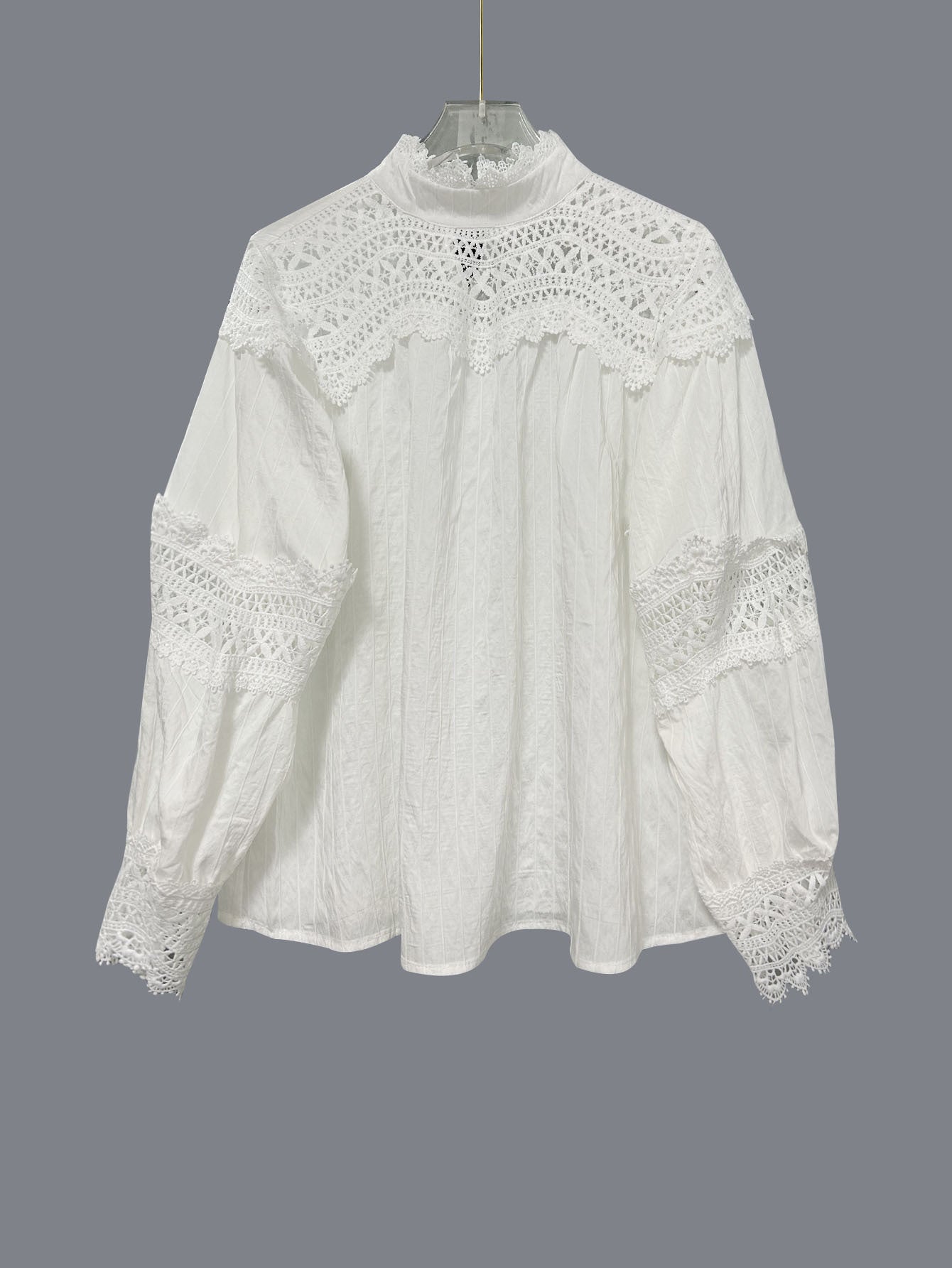 Women's Holiday Crocheted Sexy Cutout Bell Sleeve Lace Blouse
