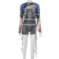 Women's Pullover Mesh Printed Irregular Split Long Women's T-shirt