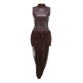 Fashion Personality Party Elegant Leather Sheath Hot Sleeveless Dress