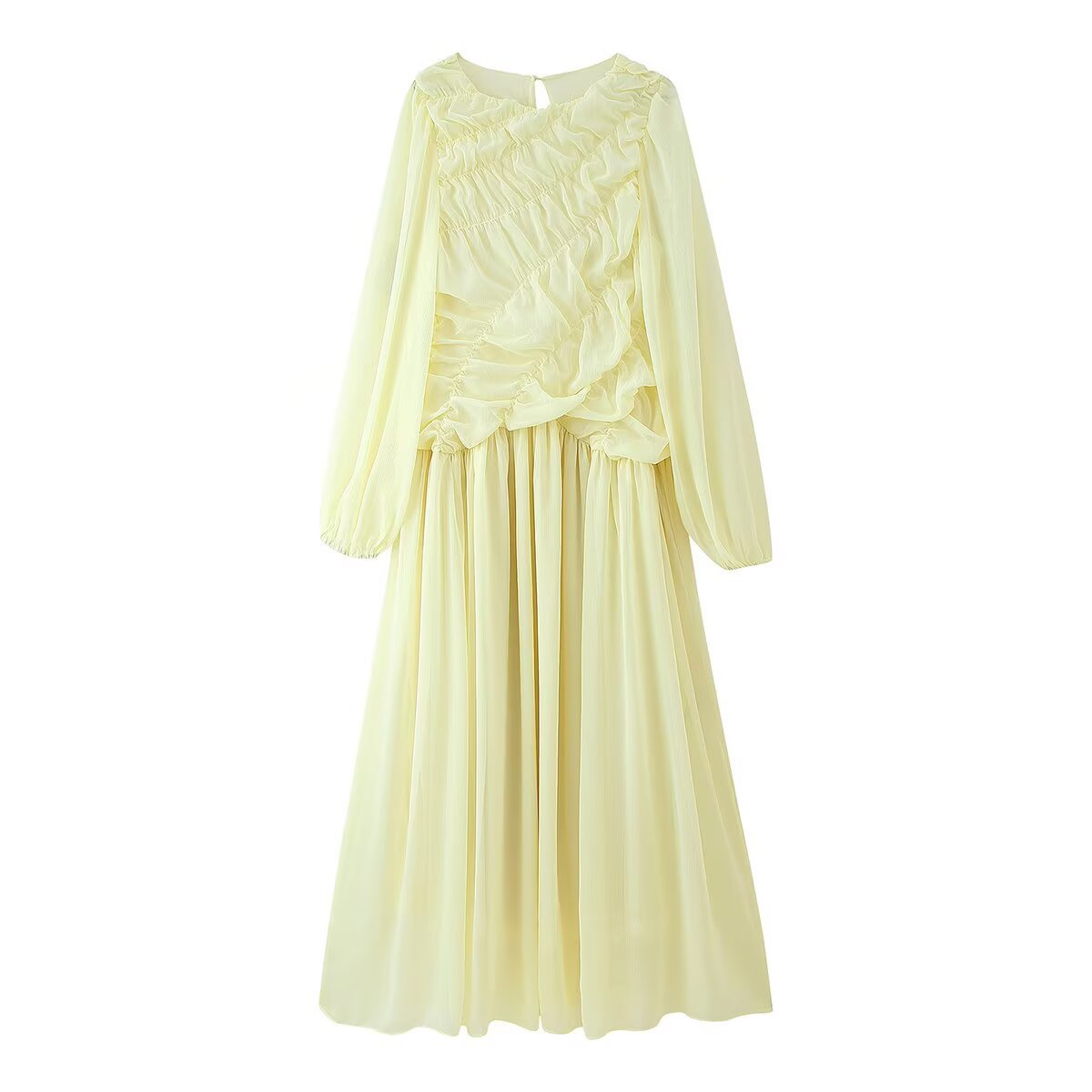Slouchy Women's Long Sleeve Lath Pleated Dress