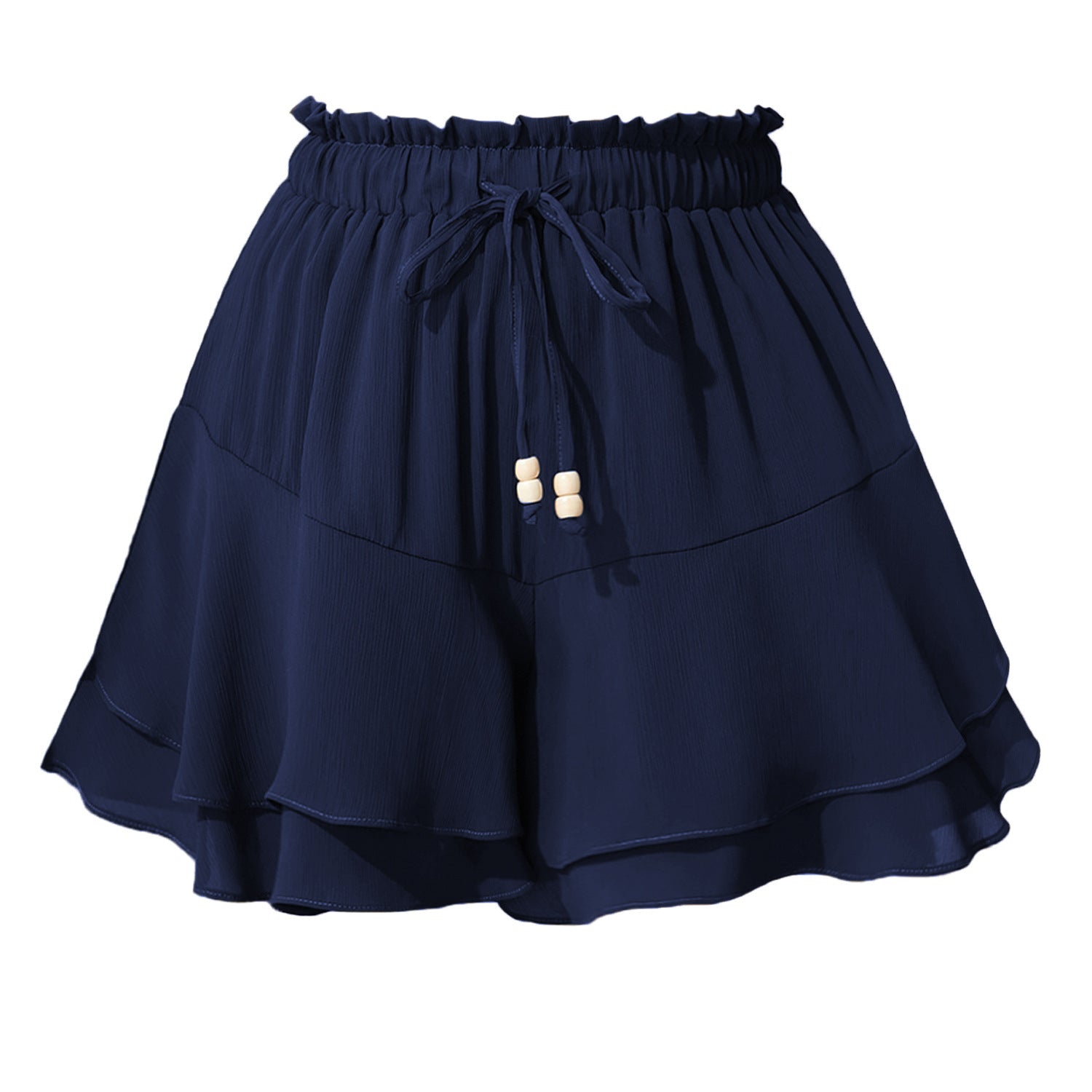 Ruffled Elastic Waist Drawstring Adjustable Sports Casual Skirt