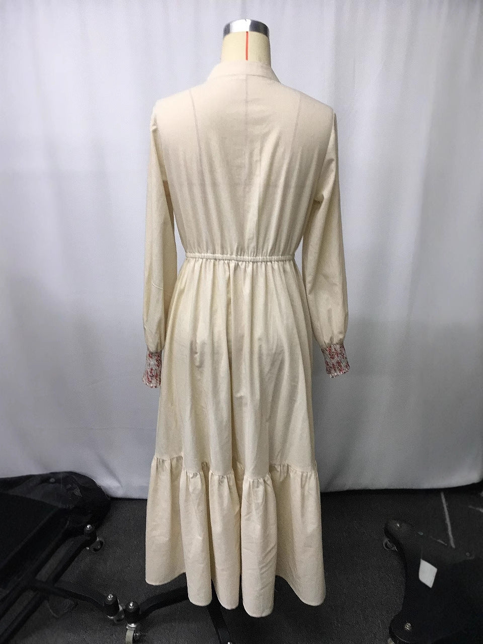 Women's Retro Pastoral Style Printed Long-sleeved Dress