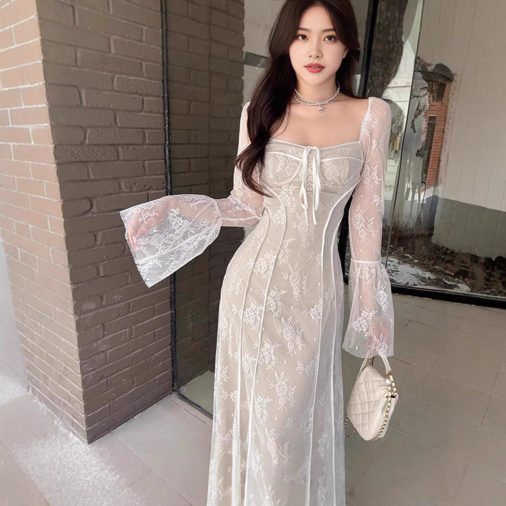 Long-sleeved Pure Desire Style Slim Fit Backless Dress
